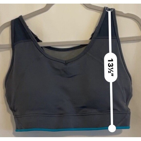 Jessica Simpson Sports Bra Racerback Warm Up Gray Turquioise Women’s Size 40D - Picture 6 of 6